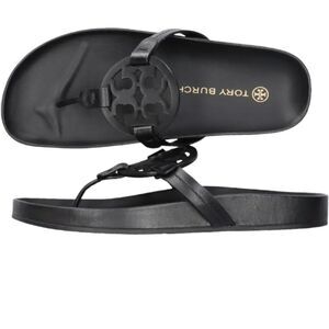 Tory Burch Miller Cloud Black Leather Sandals Size 7.5